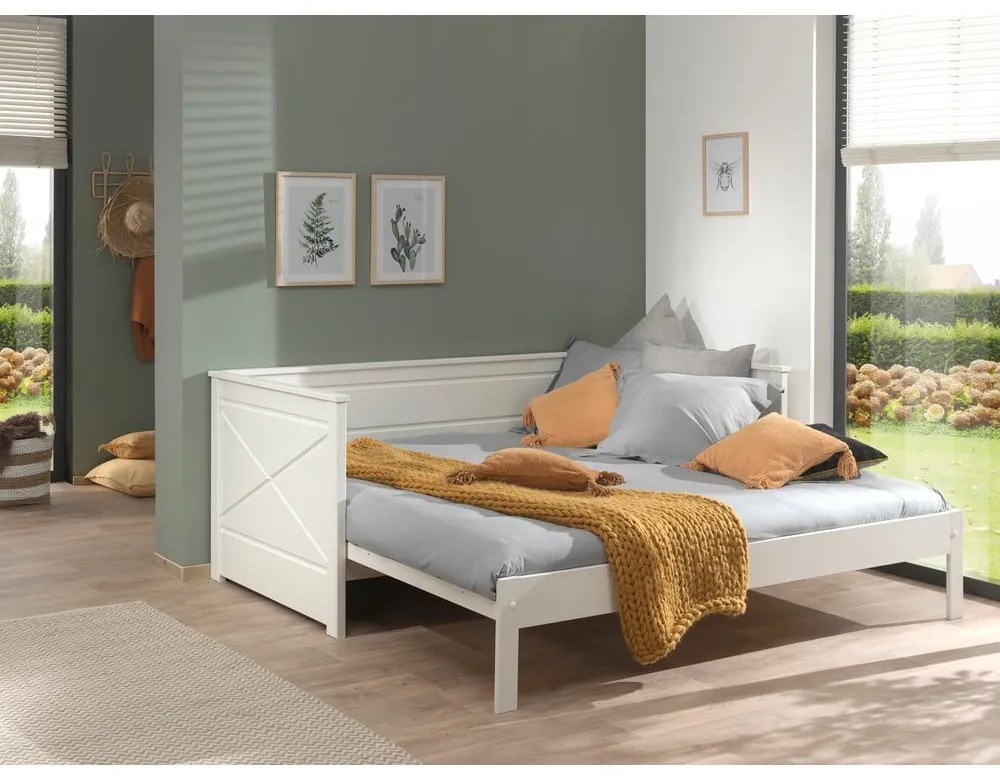 Biela detská vysúvacia posteľ Vipack Pino, 90/180 x 200 cm