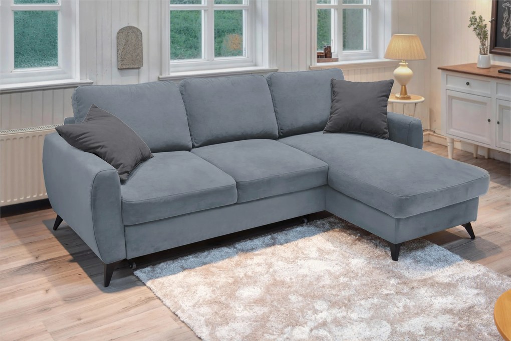 XXXLutz ROZKLADACIA ROHOVÁ SEDAČKA, kov, textil, kompozitné drevo, sivá MID.YOU - Online Only obývacie izby - 000694010108