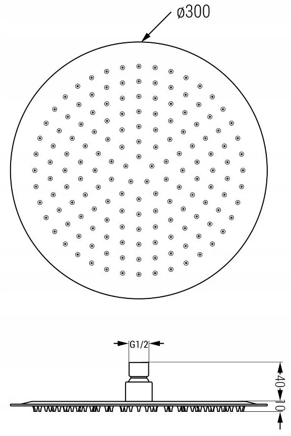 Mexen KAI, podomietkové rameno 40cm + sprchová hlavica ? 30cm, zlatá, 79230-50 + 79211-50