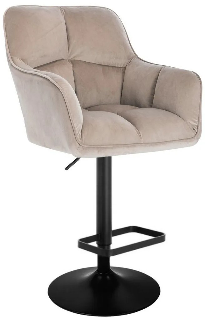 LuxuryForm DESIGN Barová stolička AMALFI VELUR na čiernom tanieri - latte