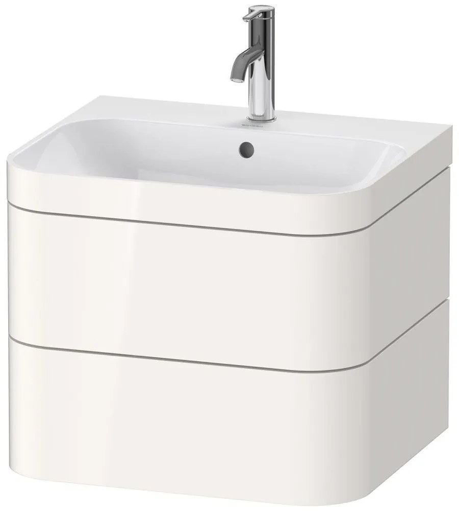 DURAVIT Happy D.2 Plus c-bonded závesná skrinka s nábytkovým umývadlom s otvorom, 2 zásuvky, 575 x 490 x 480 mm, biela vysoký lesk, HP4635O2222