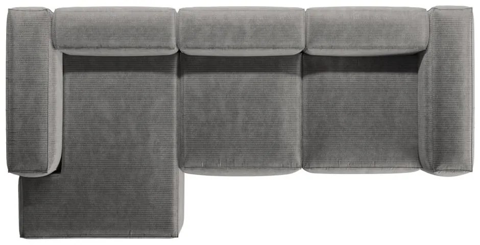 Svetlosivá menčestrová rohová pohovka (ľavý roh/s leňoškou) Bergamo – Cosmopolitan Design