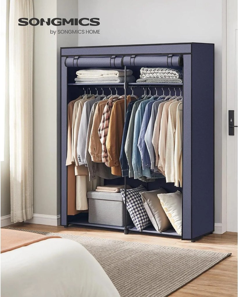 Modulárna skriňa, skladací šatník s 2 tyčami na šaty, sivý