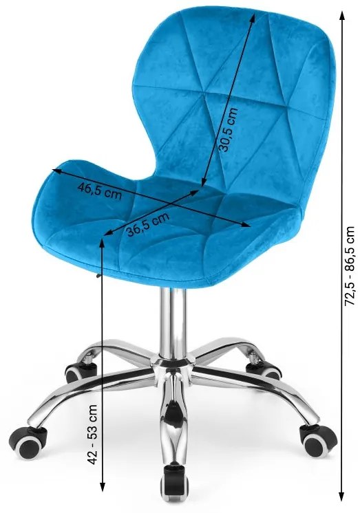 Set do pracovne ZARIMO stôl 80x40 cm biely + kreslo AVOLA VELVET modré