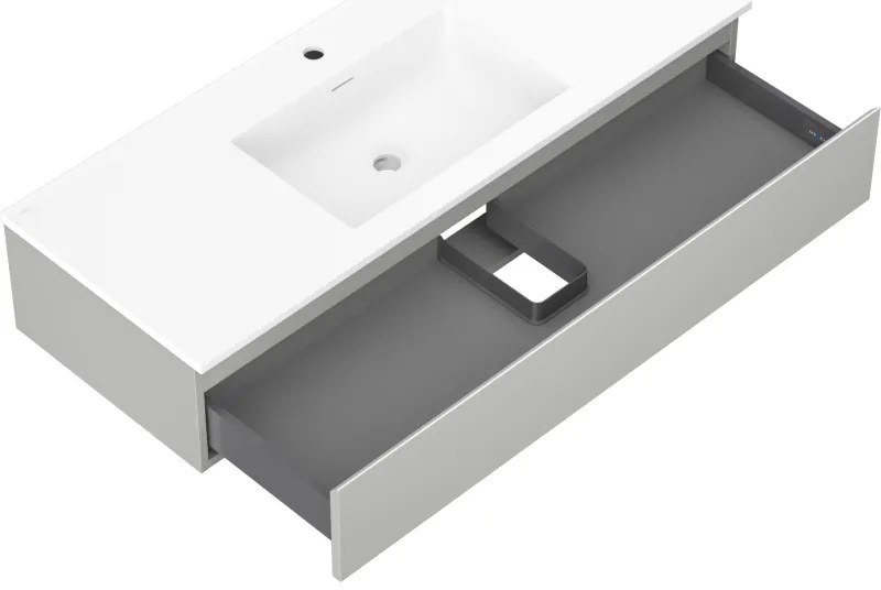 Mexen Orio, kúpeľňová skrinka 120 cm s umývadlom Otis, 1 zásuvka, šedá matná/biela matná, 91A10-12023-1-BF62-W18M01