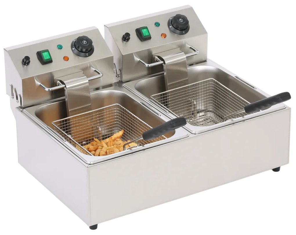 Profesionálna elektrická fritéza, 2× 6 l, 2× 2500 W
