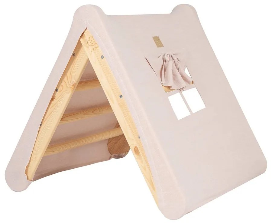 Ružový/v prírodnej farbe pikler trojuholník z borovicového dreva 61x60x60 cm Montessori – Meowbaby