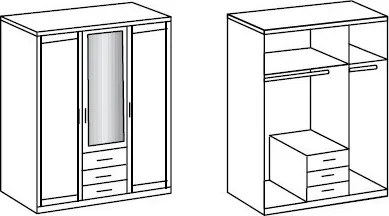 Šatníková skriňa Nadja, 135 cm, biela/zrkadlo