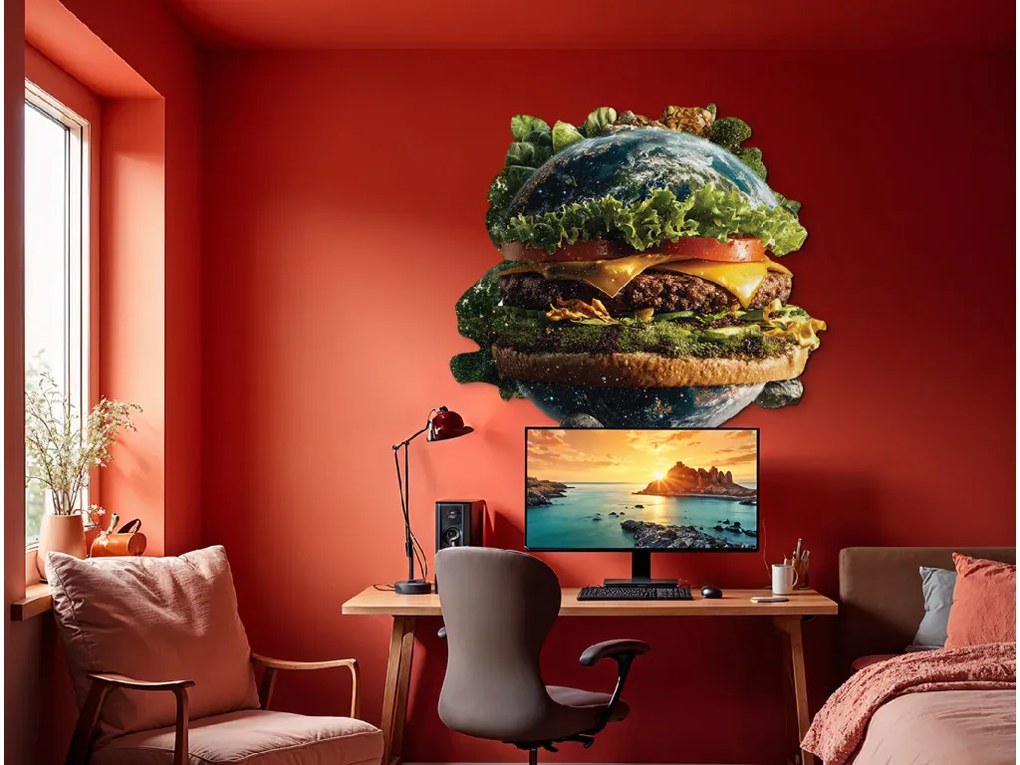 drevko | Obraz na stenu Zem ako fastfood 55 x 53 cm