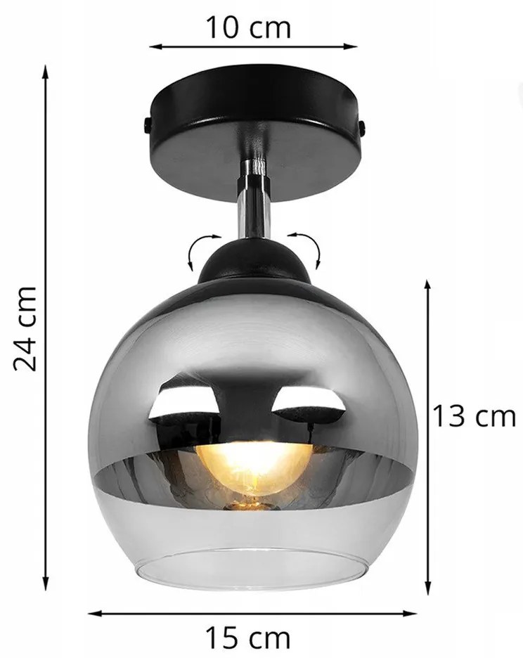 Bodové svietidlo Bergen, 1x chrómové/transparentné sklenené tienidlo, (možnosť polohovania), (fi 15cm)
