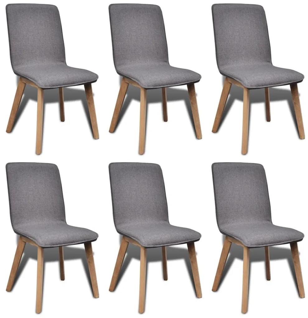 Jedálenské stoličky 6 ks, svetlosivé, látka a dubový masív 270569
