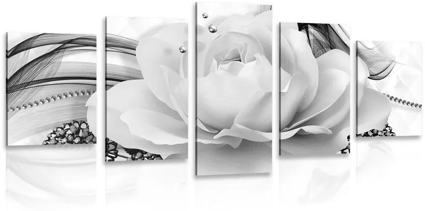 5-dielny obraz luxusná ruža v čiernobielom prevedení Varianta: 200x100
