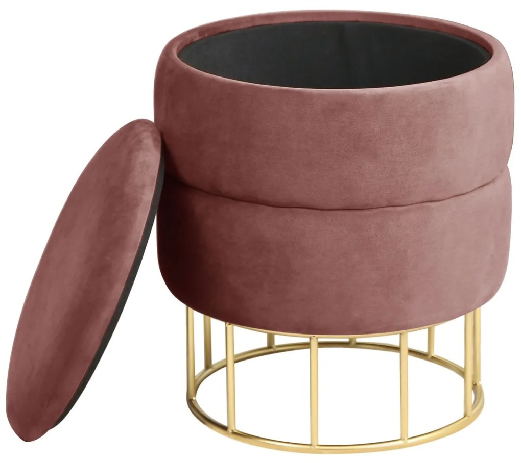 Taburet ELZA zamatová ružová