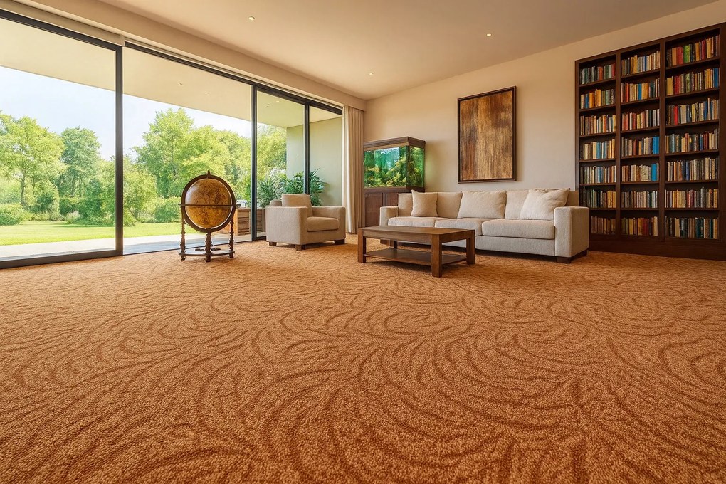 Koberec metráž Spring 6430, na mieru, šíře 4m,5m, oranžová, filc, detská izba, ITC