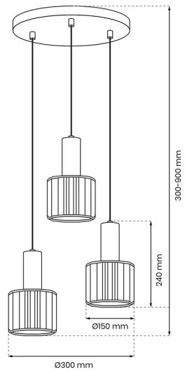 Luster na lanku CRISTAL 3xE27/60W/230V čierna