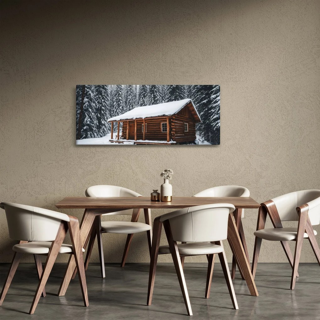 Obraz - Zasnežená chata (120x50 cm)