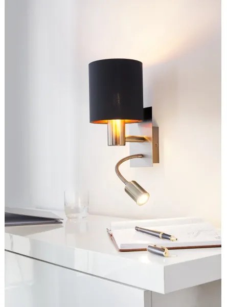 Eglo 96483 - LED Flexibilné svietidlo PASTERI 1xE27/40W+LED/3,8W čierna