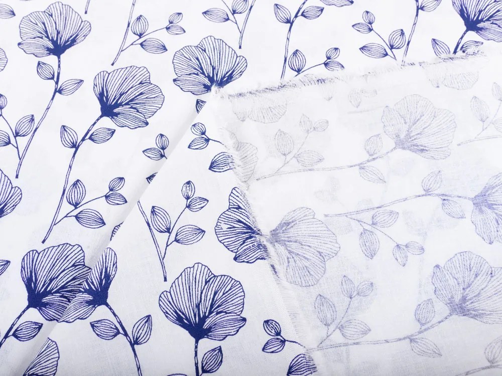 Biante Bavlnený záves Sandra SA-254 Modré poľné kvety 130x220 cm