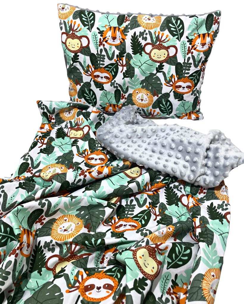 Set Intermedic do kočíka Jungle detská/minky sivá 100x75/40x30 cm