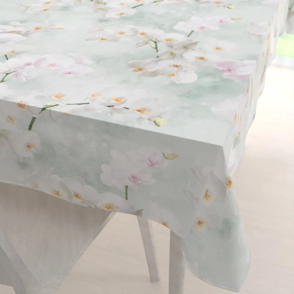 Biante Dekoračný obdĺžnikový obrus PM-019 Orchidey na svetlo zelenom 60x100 cm
