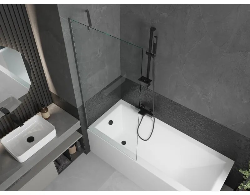 Mexen Next, 1-krídlová vaňová zástena 80 x 150 cm, 6mm číre sklo, brúsená grafitová, 895-080-000-00-00-66