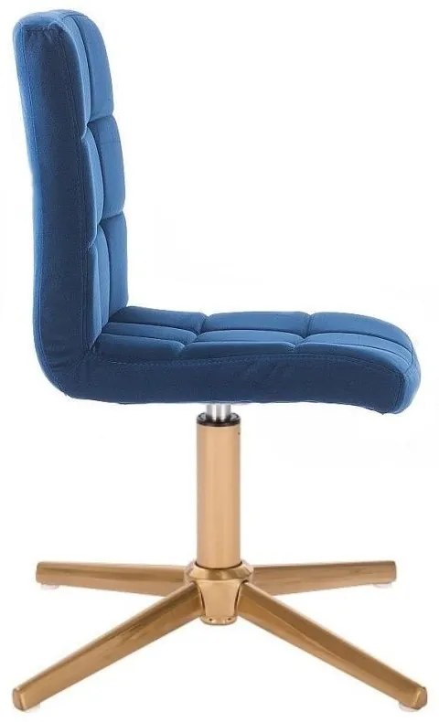 LuxuryForm DESIGN Stolička TOLEDO VELUR na zlatom kríži - modrá