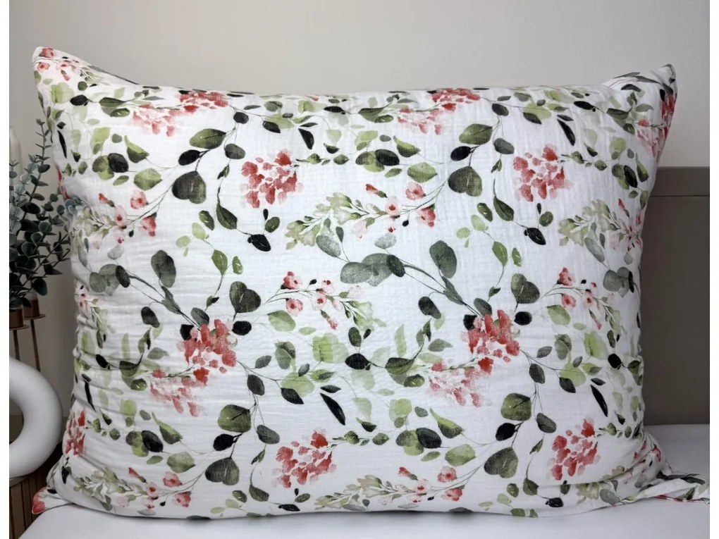 INTERMEDIC SK Mušelínová obliečka na vankúš Kvety 45x65 cm – 100 % bavlna