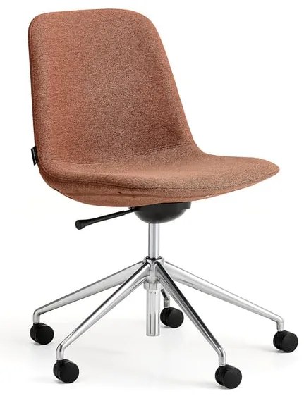 Stolička LANGLEY, nízky sedák, s kolieskami, brúsený hliník/medená