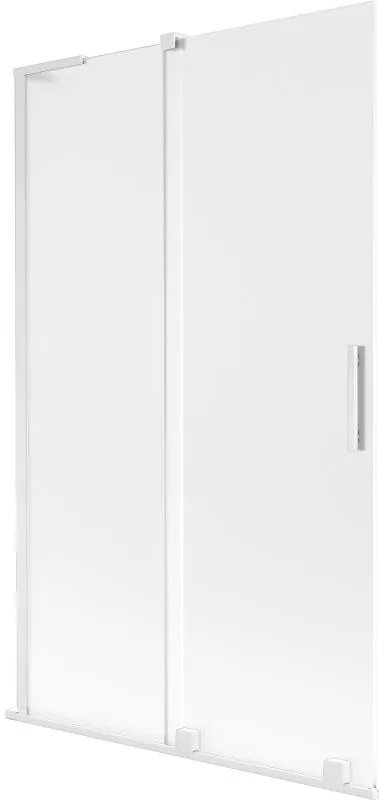 Mexen Velar L, 2-krídlová posuvná vaňová zástena 110 x 150 cm, 8mm sklo námraza, biela matná, 896-110-003-31-20