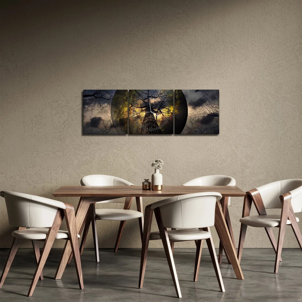 Obraz - Záhadné nebo (s hodinami) (90x30 cm)