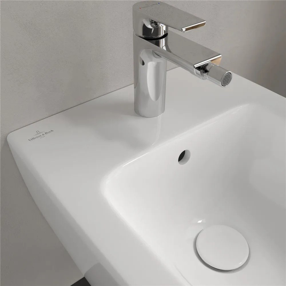 VILLEROY &amp; BOCH Subway 2.0 Compact závesný bidet s otvorom, s prepadom, 355 x 480 mm, biela alpská, s povrchom CeramicPlus, 540600R1