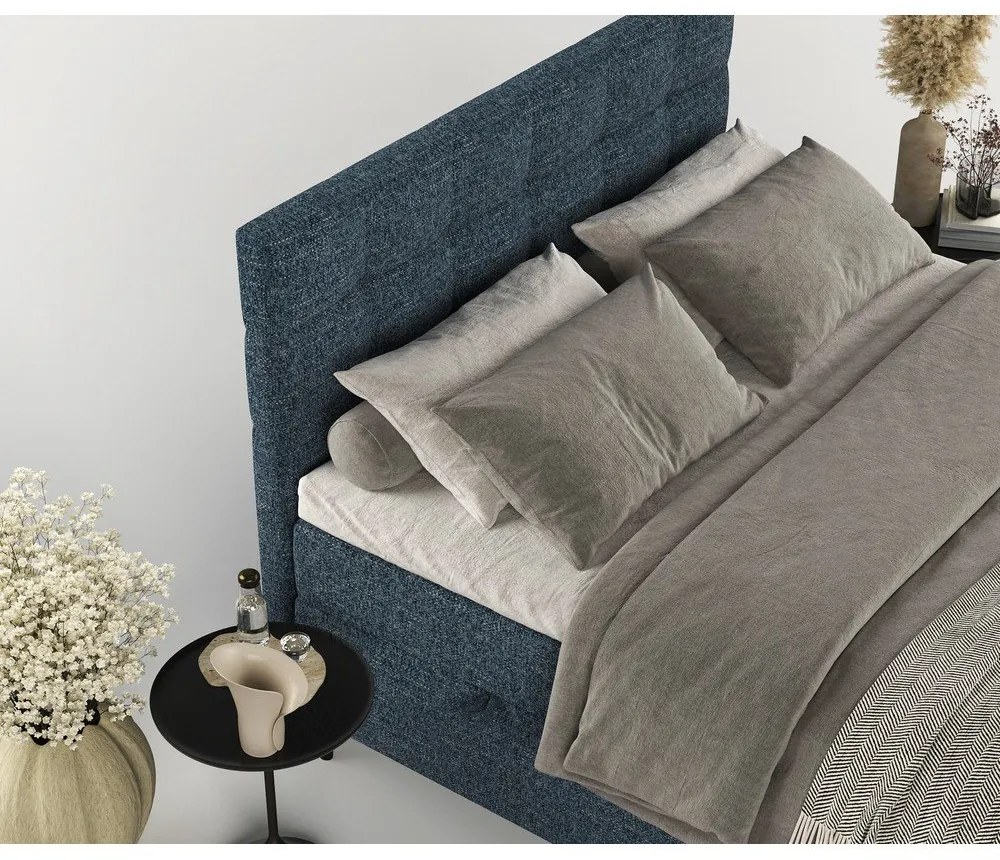 Tmavomodrá boxspring posteľ s úložným priestorom 180x200 cm Urbaneo – Maison de Rêve