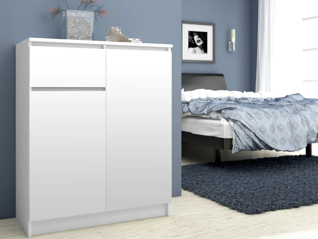 Komoda Kiara 80 cm 2 skrinky a 1 zásuvka biela