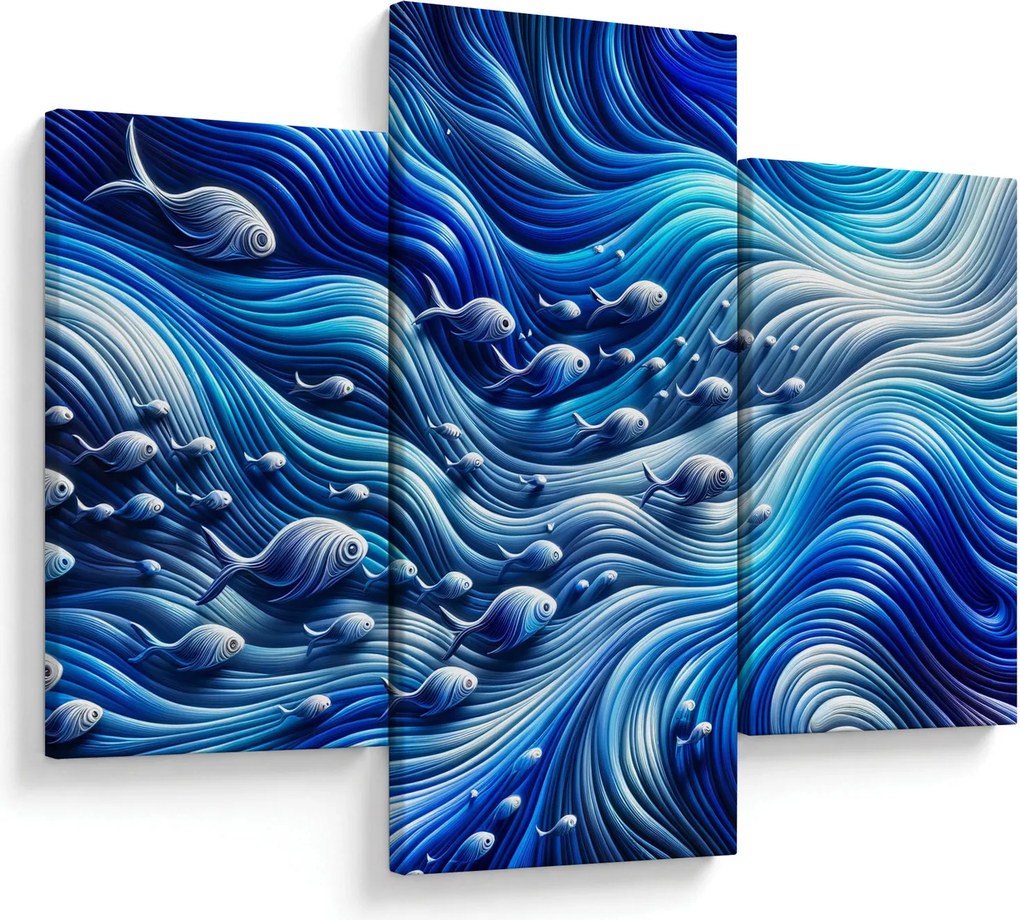 Obraz – Ryby vo vlnách (90x60 cm)