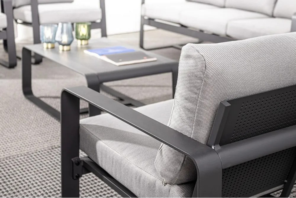 Sivá hliníková záhradná pohovka Merrigan – Bizzotto