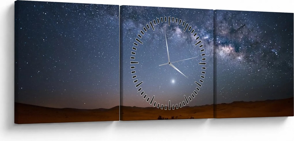 Obraz - Noc v púšti (s hodinami) (90x30 cm)