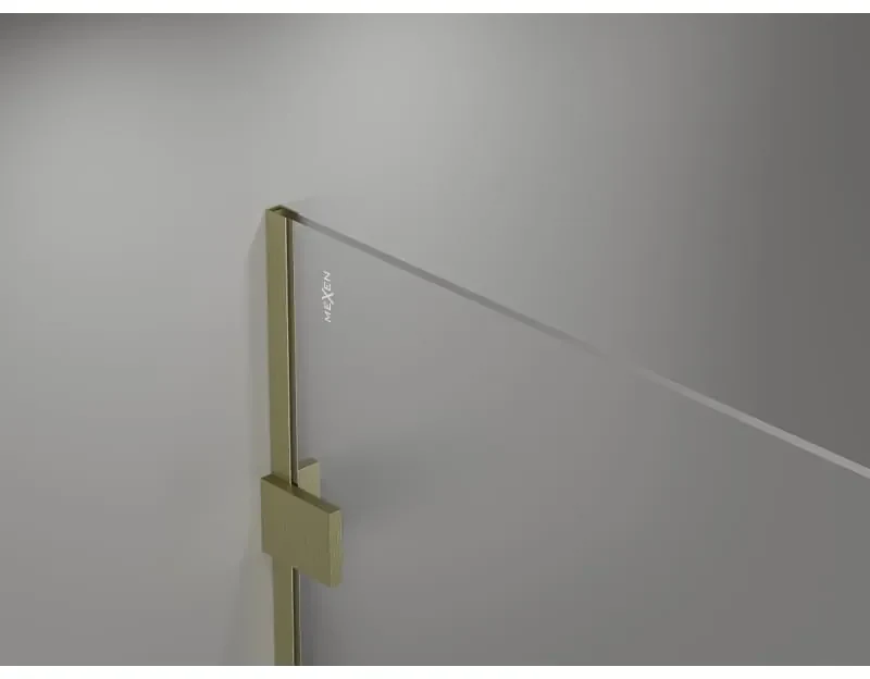 Mexen Lunar sprchová stena pravá 140 x 200 cm, 8mm číre sklo, zlatá matná, 830-140-000-55-00-P