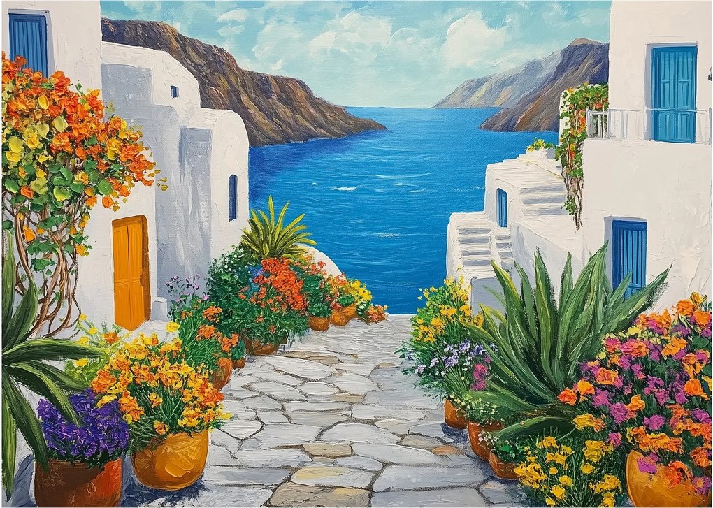 Obraz - Grécka ulička (70x50 cm)