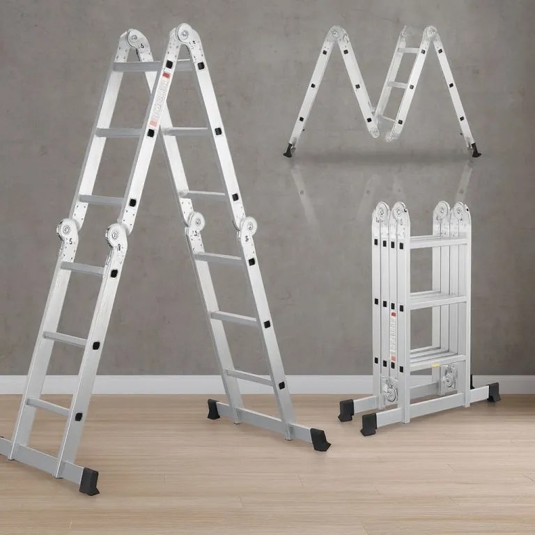 Hliníkový skladací rebrík 3,6 m, 4 dielny, 6 priečok, 150 kg