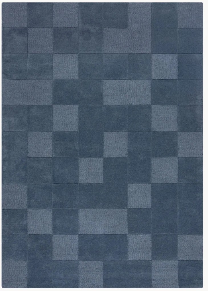 Ručne všívaný vlnený koberec's reliéfnou štruktúrou Checkerboard