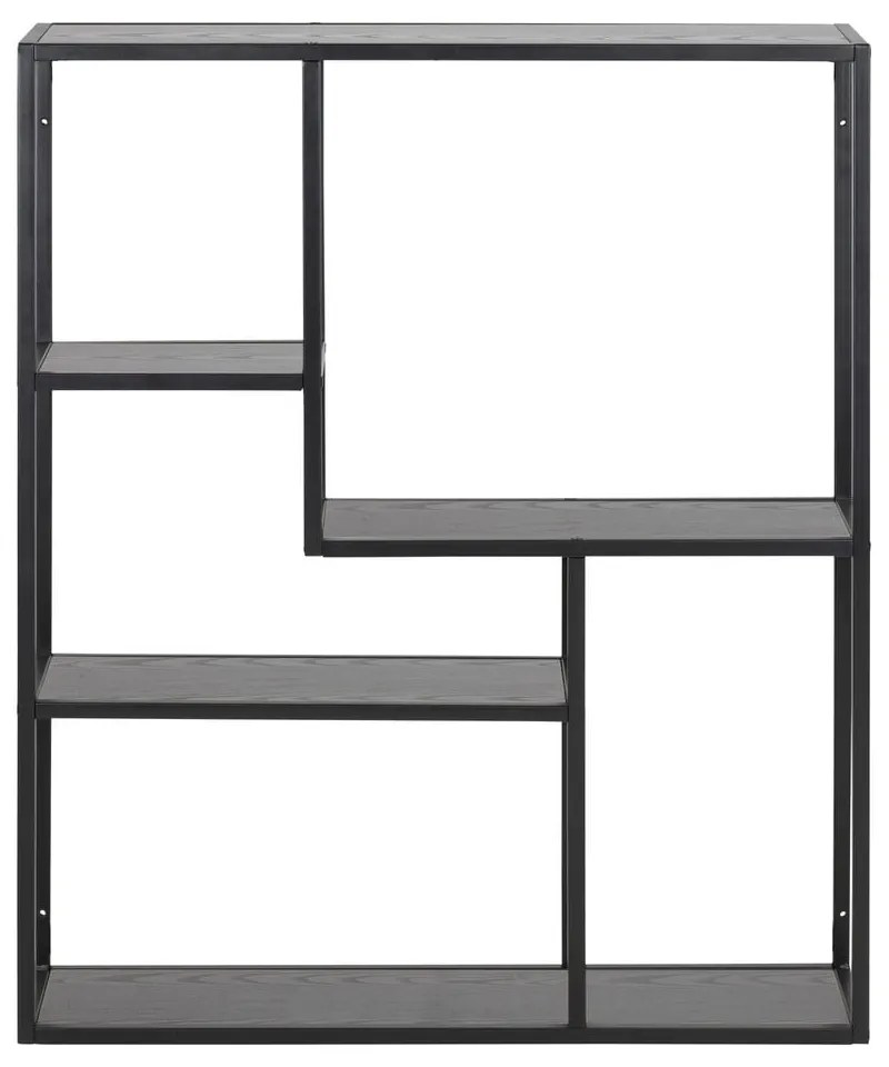 Čierna nástenná knižnica v dekore jaseňa 75x91 cm Seaford – Actona