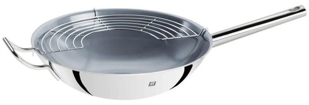 Wok panvica Zwilling Plus s nepriľnavým povrchom a sklenenou pokrievkou 32 cm, 40992-032