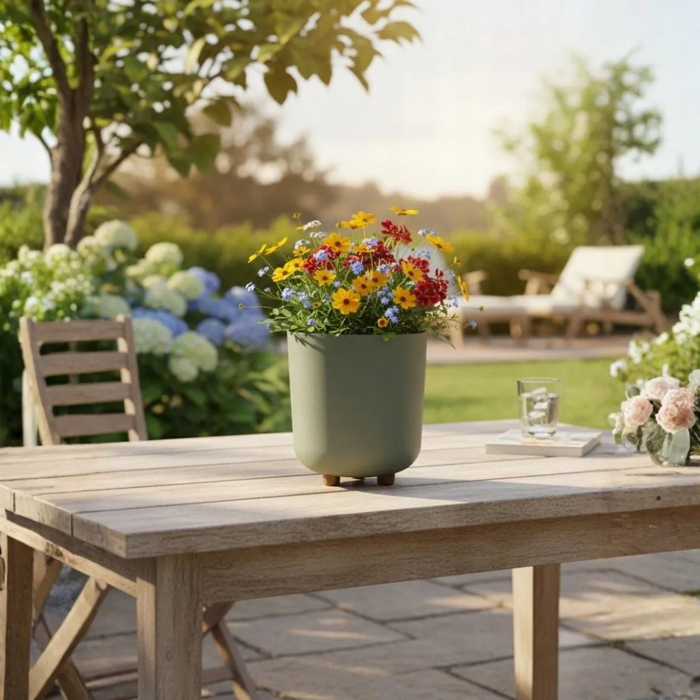 Sada 2 ks květináčů Terra 21x19,3/27,4x24,2 cm šedá/zelená