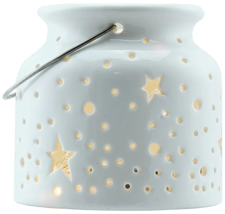 DECOLED Vianočný svietnik, 14 x 14 x 11,5 cm, biely