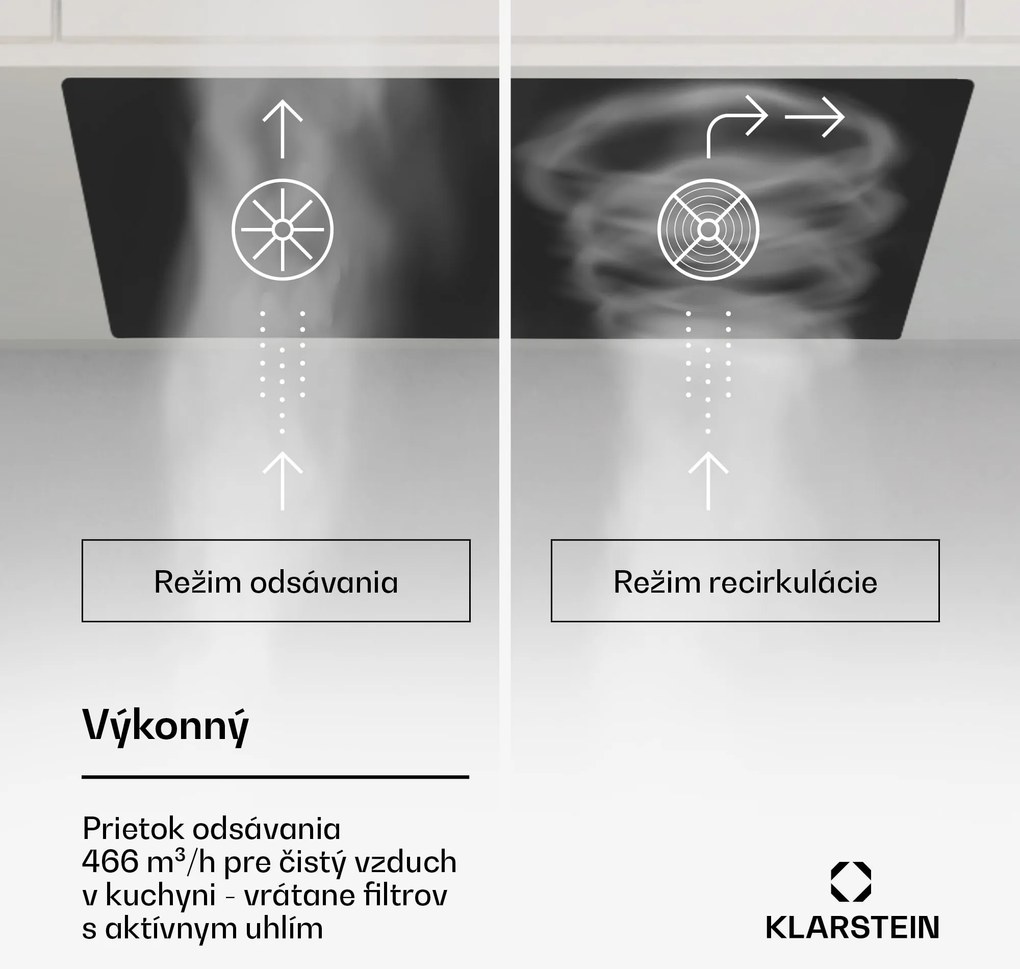 Klarstein Hektor Eco, digestor, 72 cm, 466 m³/h, dotykové ovládanie, sklo