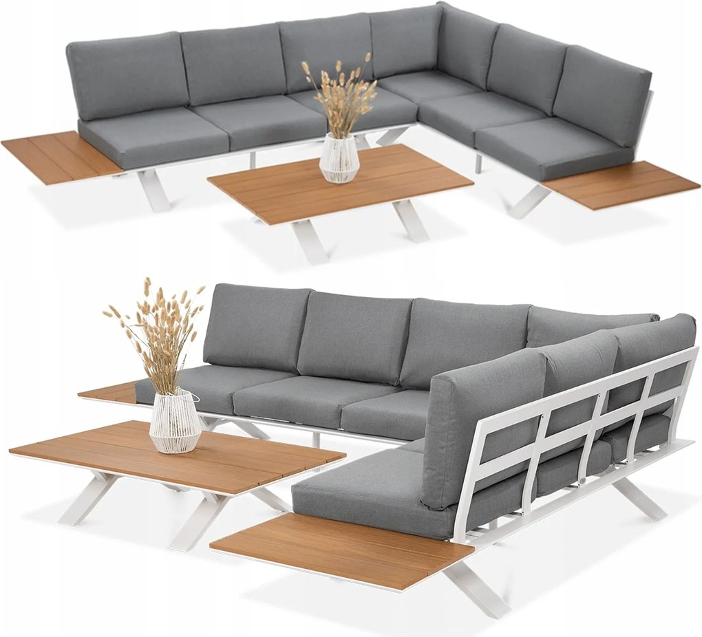 Zostava záhradného nábytku Sorrento Veľký rohový gauč, stolík na terasu alebo do záhrady, pevná konštrukcia