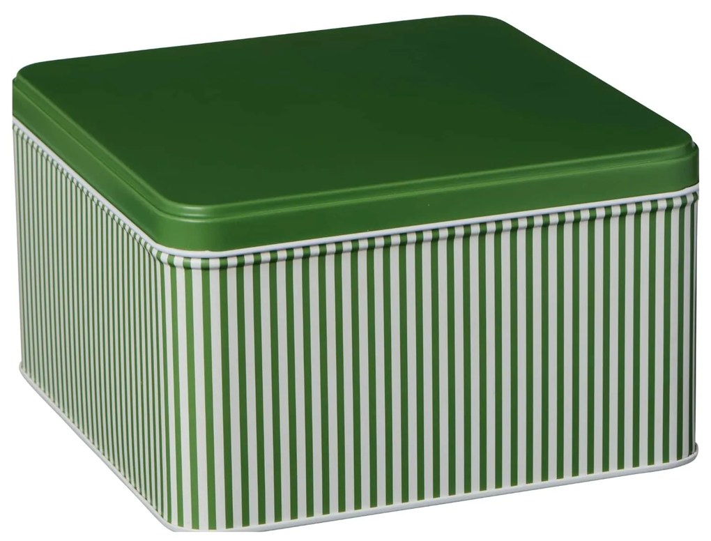 Ib Laursen Plechový box s vekom Green Stripes Large