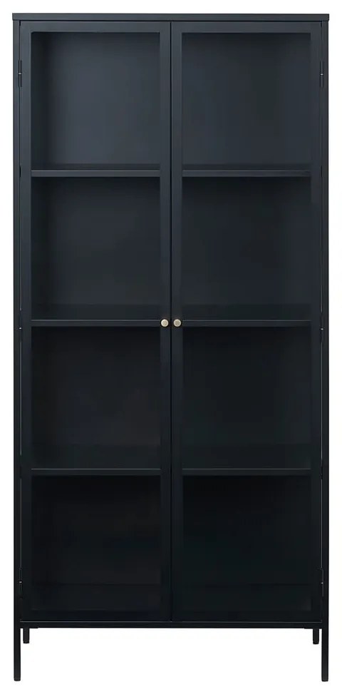 Čierna vitrína Unique Furniture Carmel, výška 190 cm