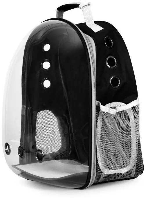 Transportný batoh so sklom pre mačku alebo psa - čierny