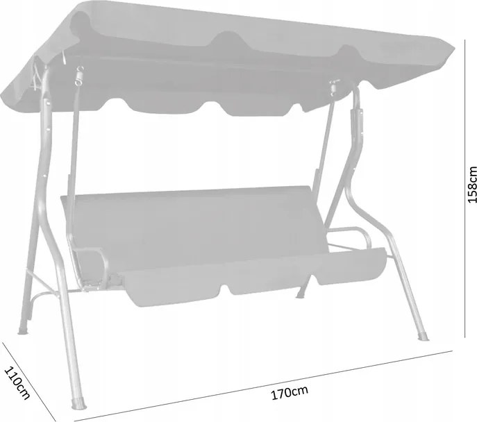 Garden Line ZÁHRADNÁ HOJDAČKA 170 x 110 x 153 cm ŠEDÁ BEZ OPIERKY NA NOHY. S DRŽIAKOM NA POHÁRE